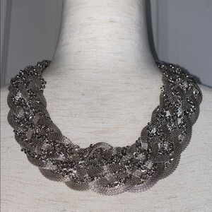 Braided Mesh Collar Necklace in Silver-Tone